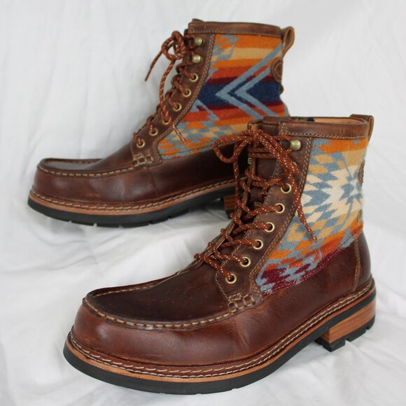 Pendelton Clarks leather wool Aztec blanket Ottawa Peak Boot Hiking lace up 9 - Picture 2 of 11